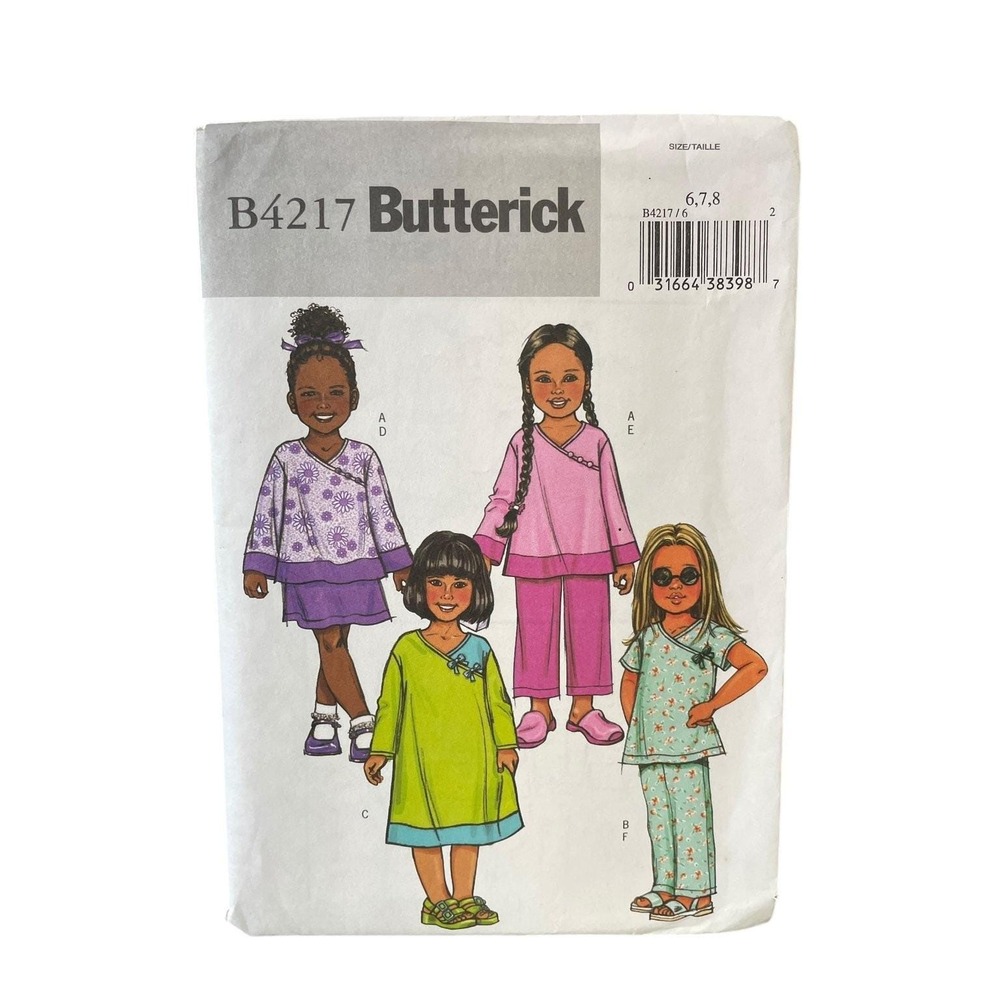 Butterick B4217 Girls Top Dress Skirt Pants Sewing Pattern Size 6-8 UNCUT FF